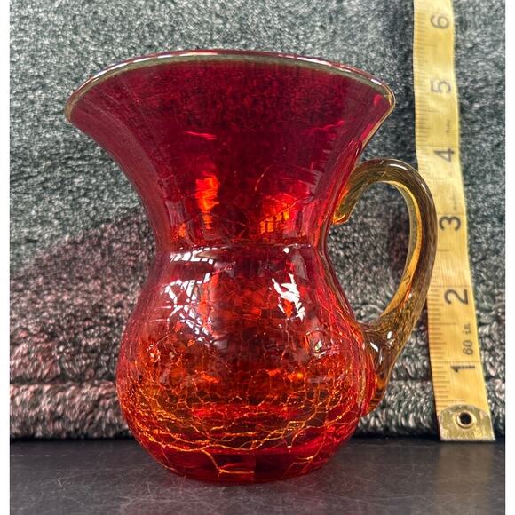 Miniature Blenko Handblown Crackle Glass Pitcher Vintage - Picture 2 of 9